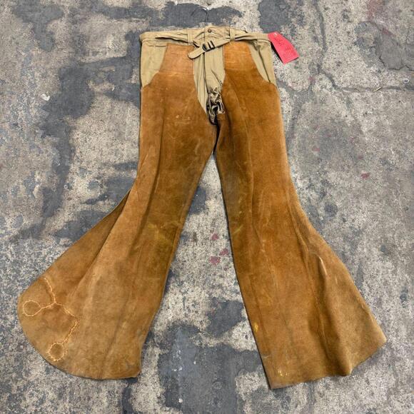 Other - Vintage 1940s 50s Genuine Suede Western Film Costume Chap Bellbottom Trousers